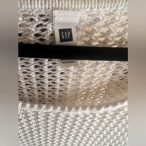 Gap summer white cotton crochet fishnet half sleeve top / tunic / dress coverup - Picture 6 of 9